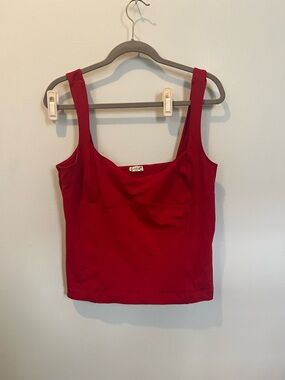Free People Red Square-Neck Tank Top